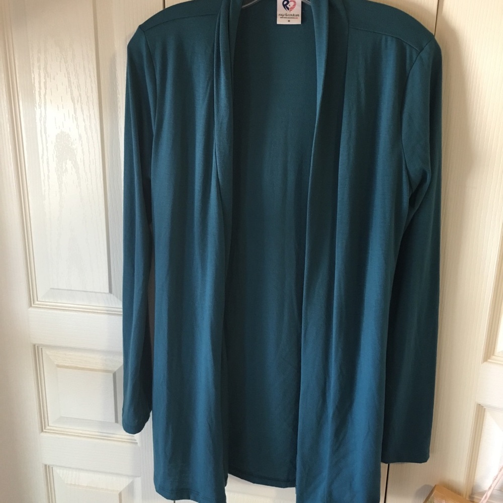 Dark teal open cardigan